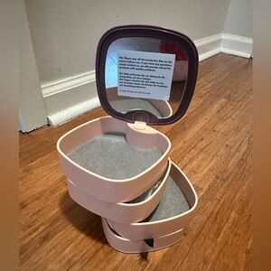 Stackable Pink Jewelry Organizer with Mirror